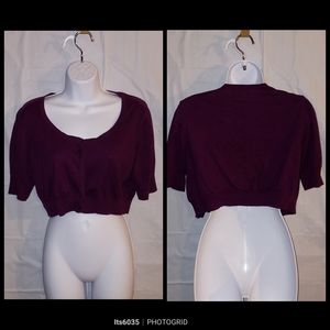 Dark Purple Cropped Cardigan